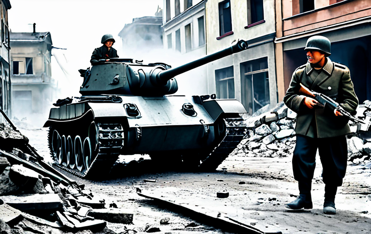 전차 포탄 종류별 성능 분석 - Close-Quarters Urban Combat**
A T-34 tank, fully clothed and safe for work, maneuvering through the...