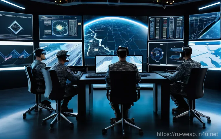 군사 데이터 링크 시스템 분석 - **Prompt: High-Tech Military Command Center**
A highly advanced, brightly lit military command c...
