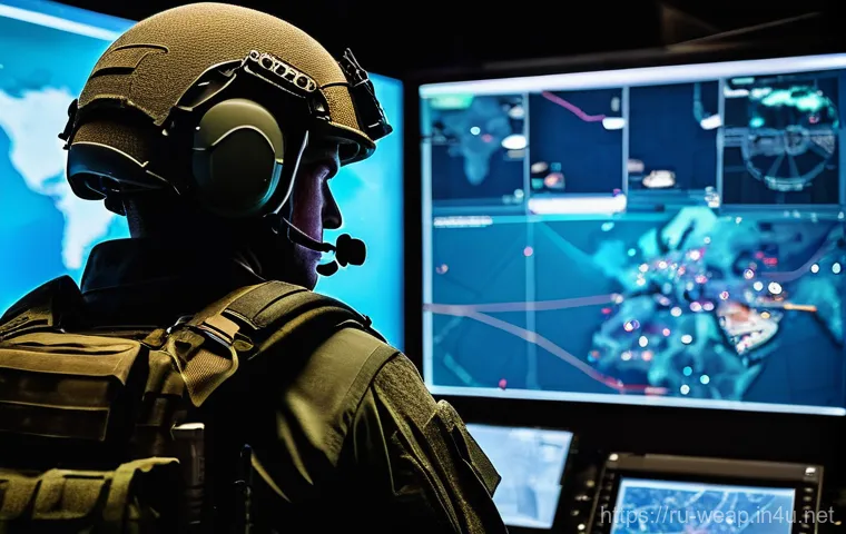 군사 전략과 무기 발전 연관성 - **Information Age Battlefield: Integrated Command**
"A visually striking, high-definition image ...